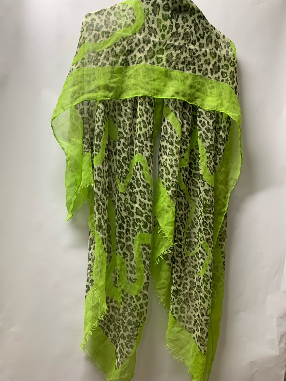 Neon Green Leopard Print Sarong Cover-Up